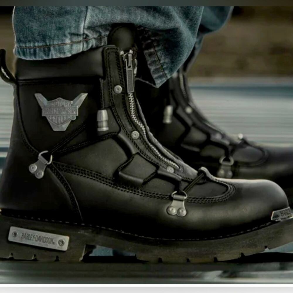 Harley-Davidson Men’s Brake Light Leather Riding Boots - BLACK - Picture 3 of 14